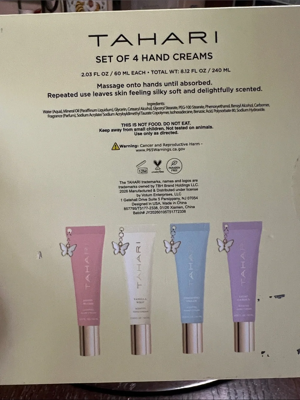 New Tahari Pastel Floral Hand Cream Gift Set - Green, Pink, Lavender, Cream